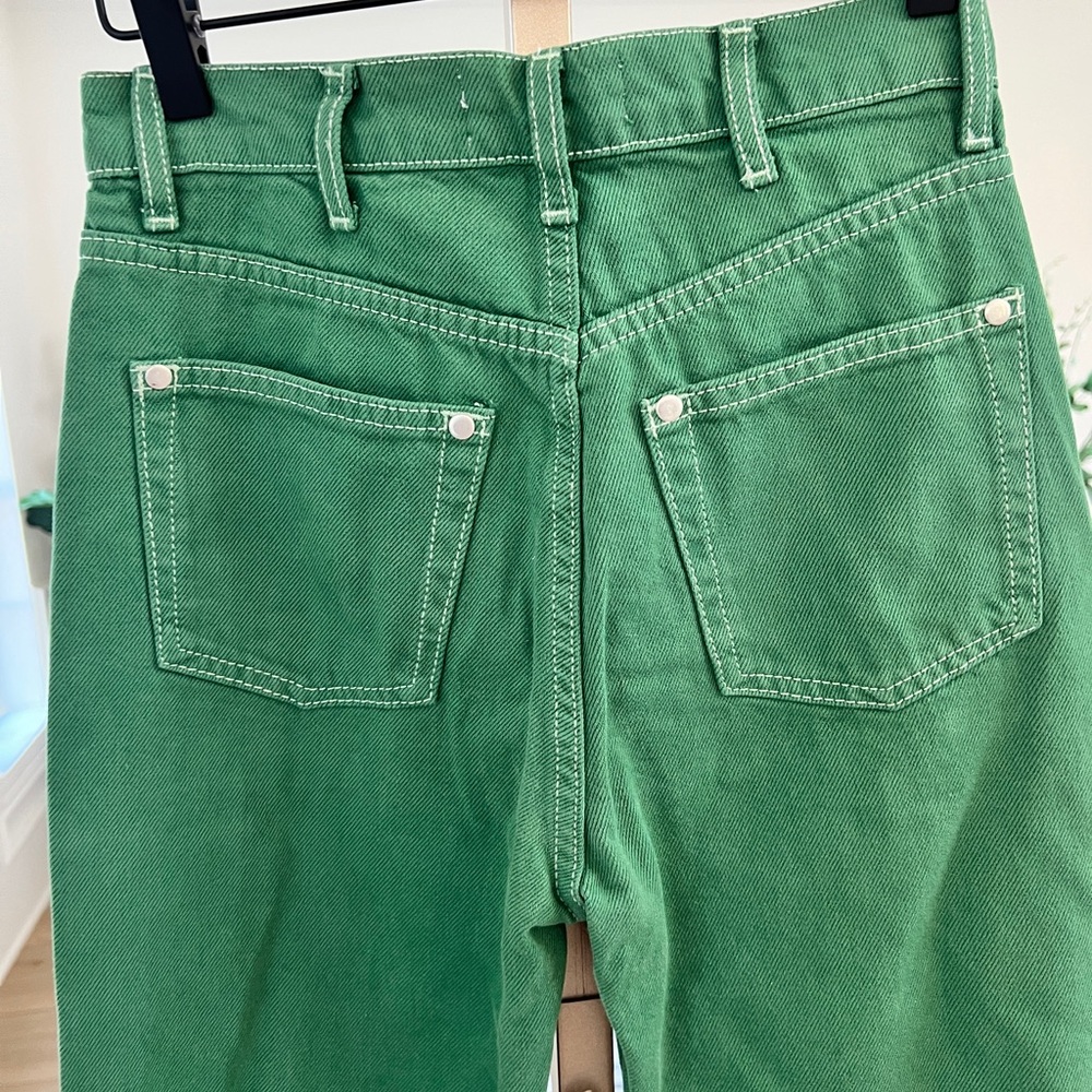 SOLD. Reformation Cowboy High Rise Straight Jeans Green Denim NWT Size 24 - Picture 7 of 9